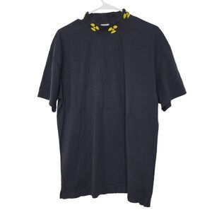 Urban Outfitters Mens Graphic T-Shirt Black Radiation Symbol Mock Neck Tee
